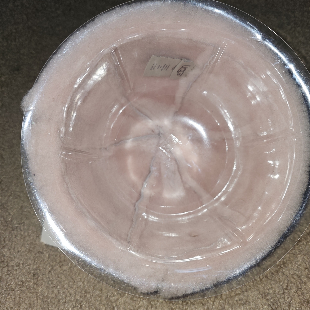 UGG Metallic Pink Shearling Pom Pom Hat